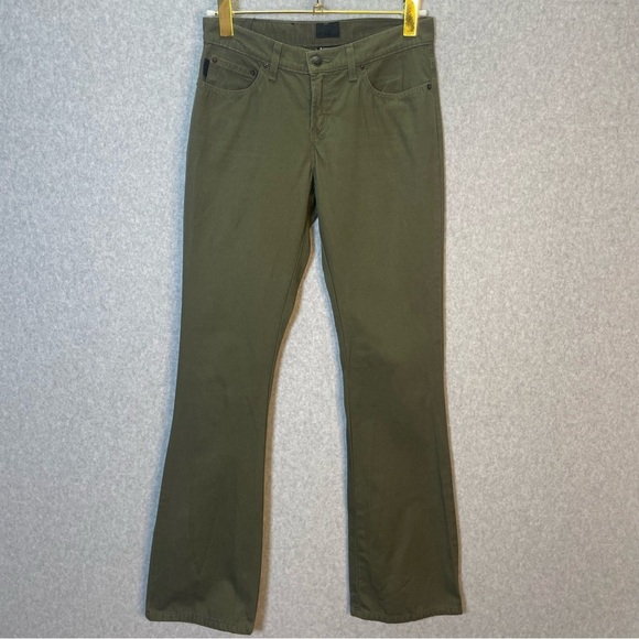 Vintage Anna Sui Utility Y2K Green Cotton Straight Leg Pants - Picture 1 of 6
